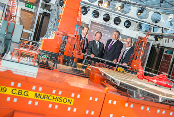 Donald Martin, decommissioning topsides delivery team leader at CNRI; Mike Buckingham, vice president technical at Aker Solutions; Roy Aspden, decommissioning project manager at CNRI; and Andy Clucas, senior project manager at Aker Solutions. 